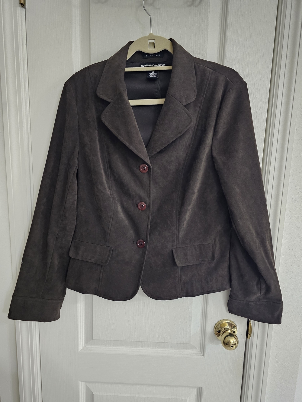 Norton McNaughton Dark Brown Faux Suede Blazer